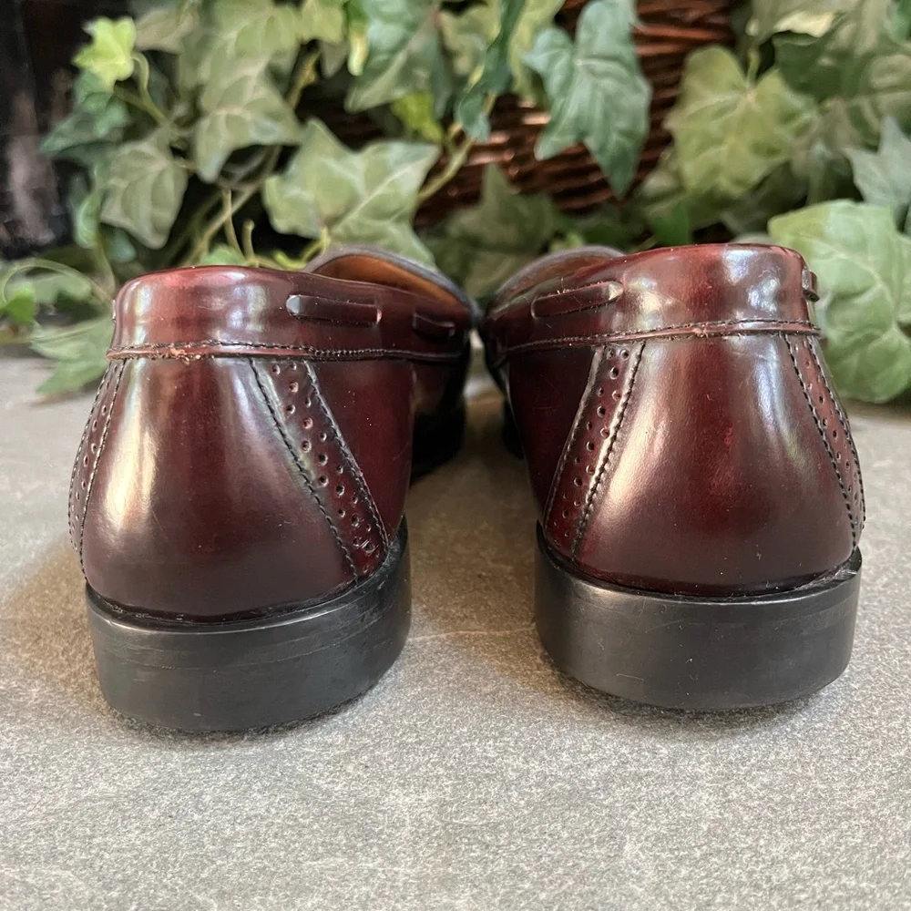 Bass Oxblood Leather Tassel Loafers Men’s 9.5 EEE Brompton Slip On Shoes Brazil